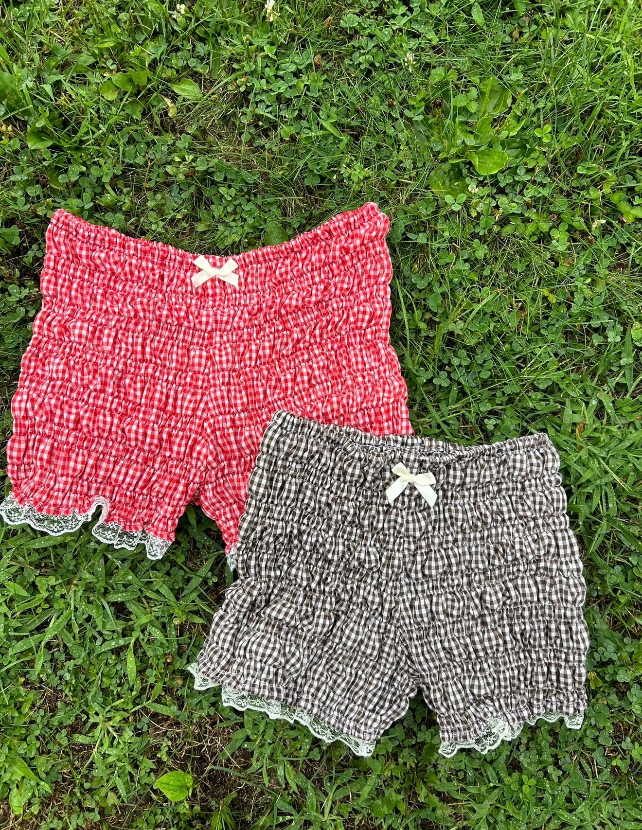 Gingham Bloomer Shorts with Lace