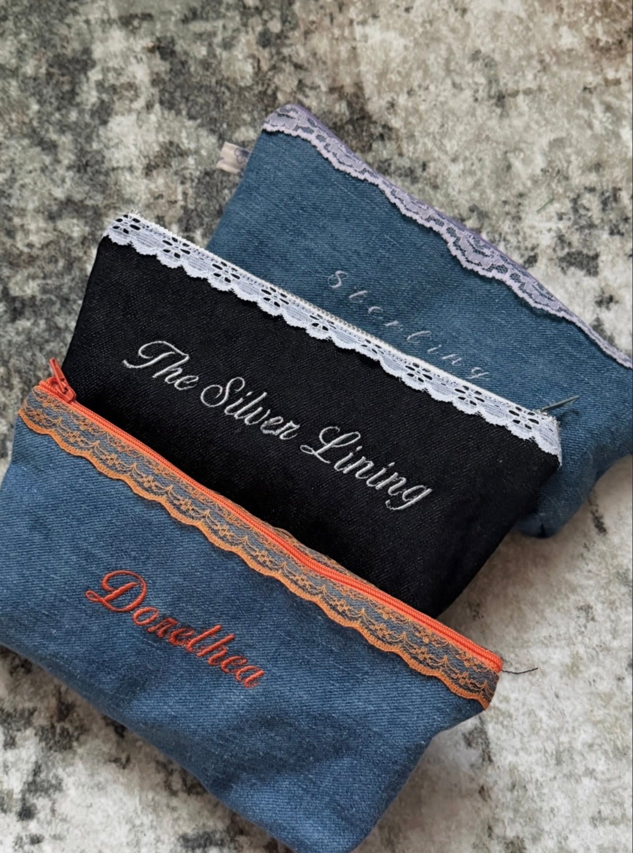 Custom Embroidery Denim Pouch
