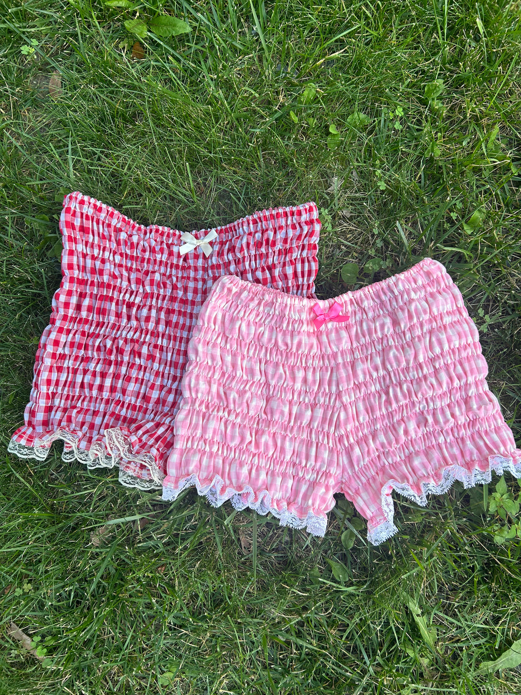 Gingham Bloomer Shorts with Lace
