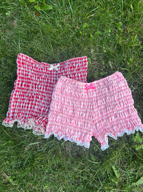 Gingham Bloomer Shorts with Lace