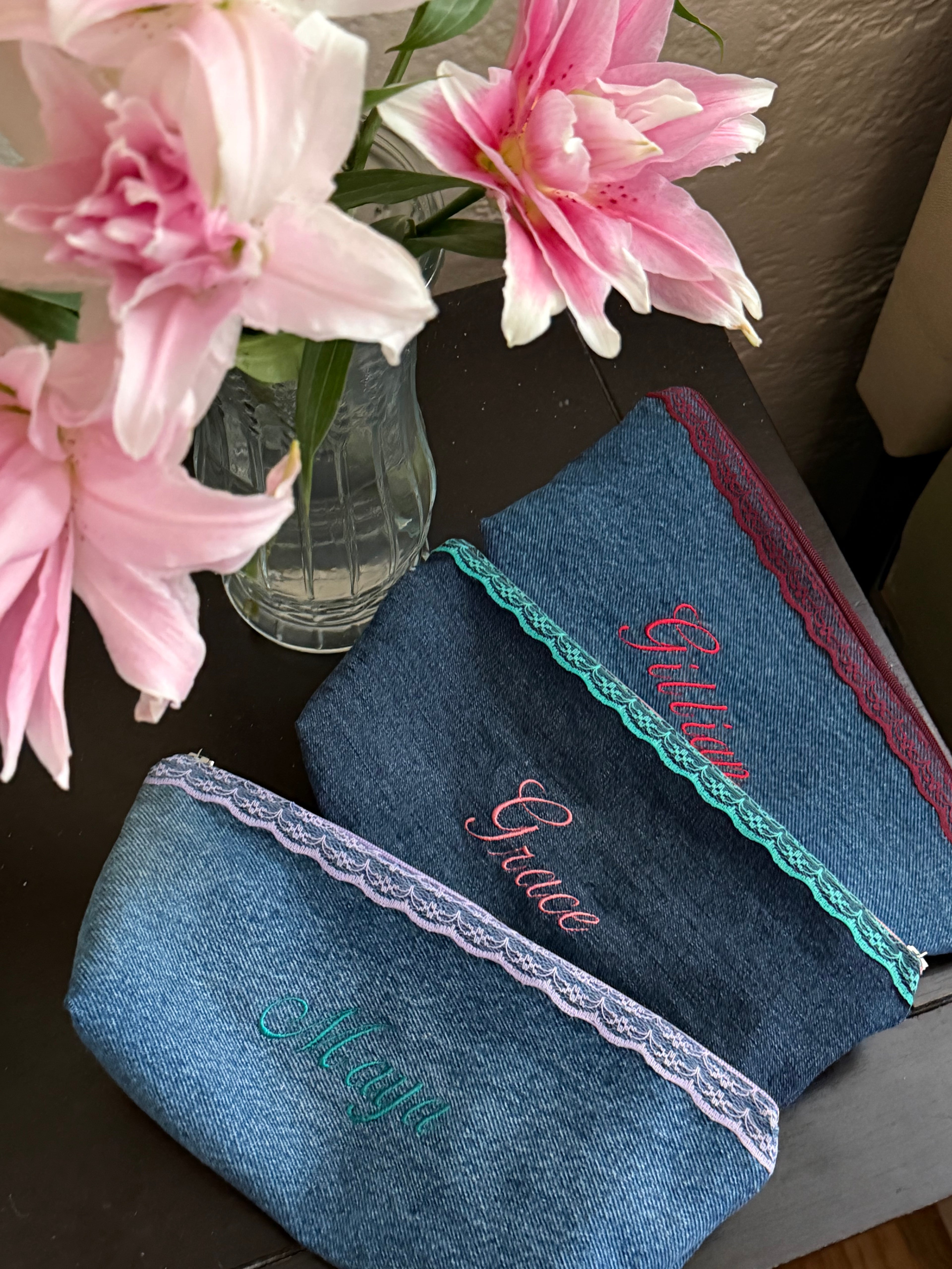 Custom Embroidery Denim Pouch